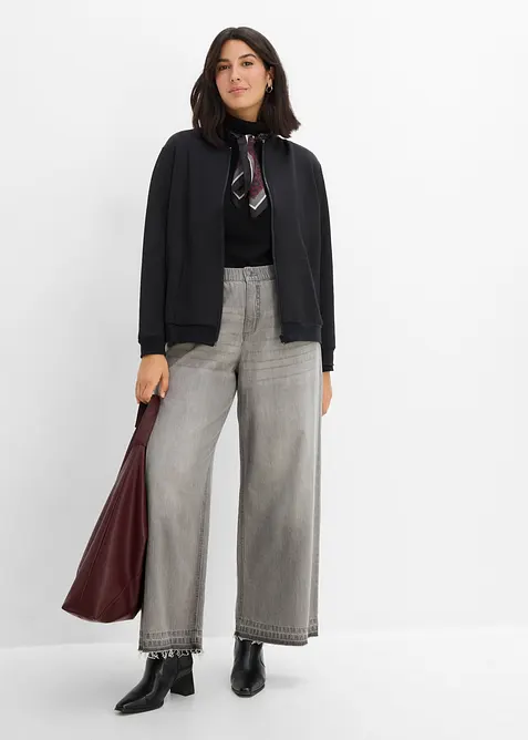 Wide Leg-jeans Mid Waist, komfortlinning, bonprix