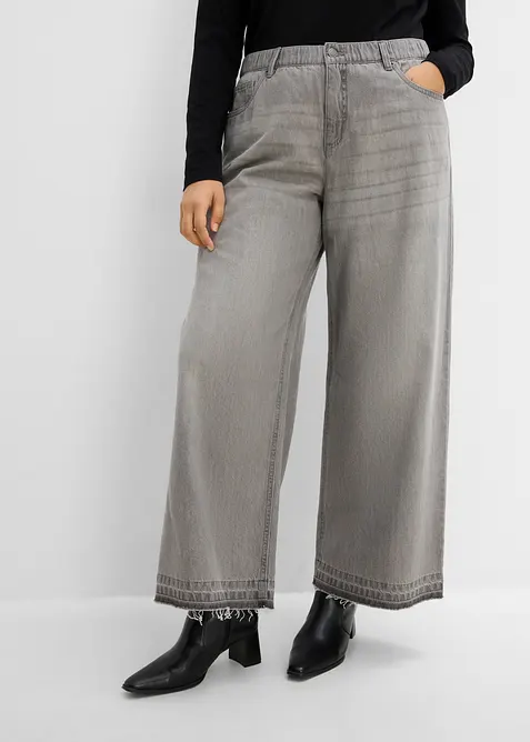 Wide Leg-jeans Mid Waist, komfortlinning, bonprix
