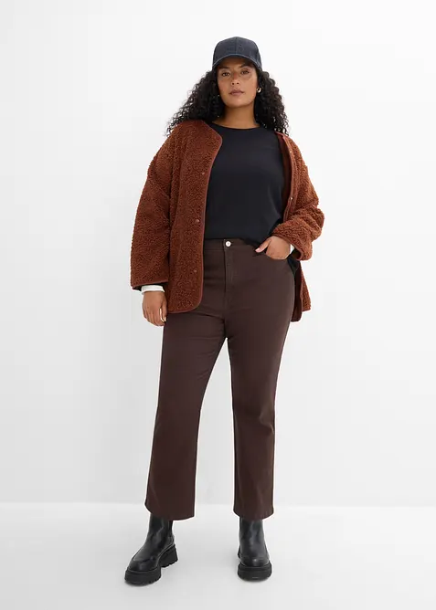 Bootcut twillbukse i bomullsmiks med kortere ben, bonprix
