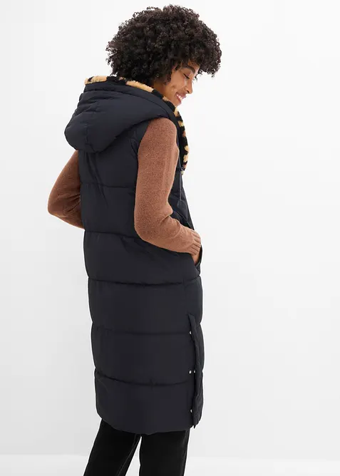 Vattert vest med pilefleece, bonprix