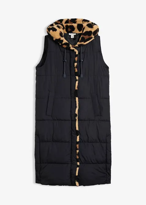 Vattert vest med pilefleece, bonprix