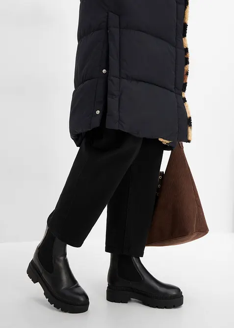Vattert vest med pilefleece, bonprix