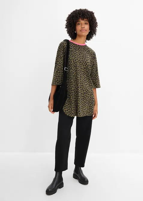 Lang, oversized topp i 100% &oslash;kologisk bomull, bonprix