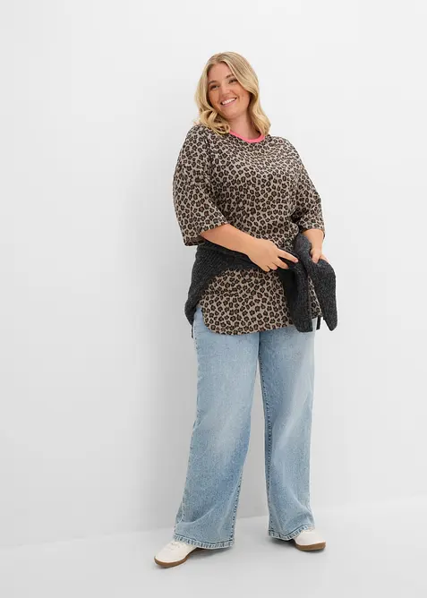 Lang, oversized topp i 100% &oslash;kologisk bomull, bonprix
