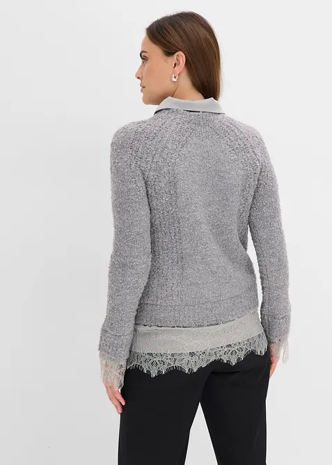 Genser med blusedetaljer, bonprix