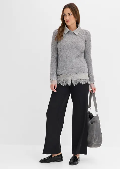 Genser med blusedetaljer, bonprix