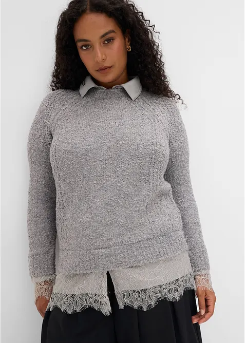 Genser med blusedetaljer, bonprix