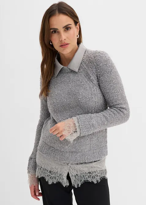 Genser med blusedetaljer, bonprix
