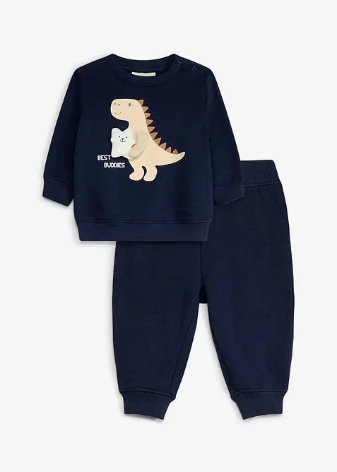 Sett med sweatshirt og bukse i 100% &oslash;kologisk bomull (2 deler), bonprix