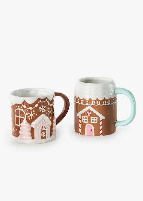 Krus med pepperkakem&oslash;nster (2-pack), bonprix