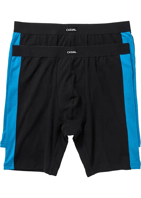 Boksershorts med bomull i ettersittende modell med lange ben (2-pack), bonprix