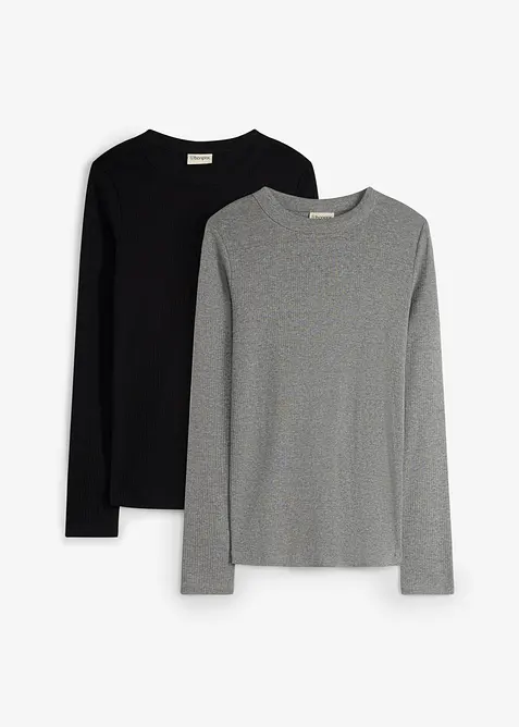 Mama topp i ribbemateriale av 100% bomull (2-pack), bonprix