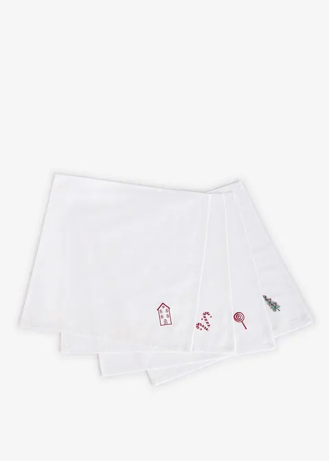 T&oslash;yservietter i &oslash;kologisk bomull med broderi (4-pack), bonprix