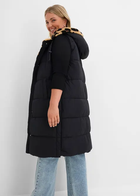 Vattert vest med pilefleece, bonprix