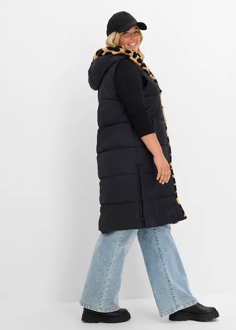 Vattert vest med pilefleece, bonprix