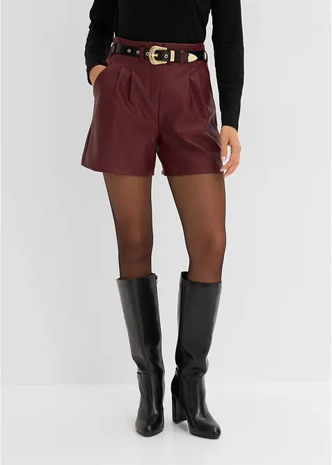 Shorts i imitert skinn med belte, bonprix