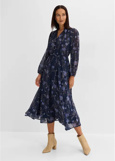 Midi chiffonkjole, bonprix
