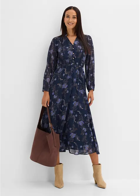 Midi chiffonkjole, bonprix