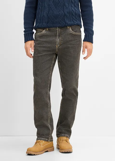 Classic fit jeans med mykt, varmende flanellf&ocirc;r, straight, bonprix