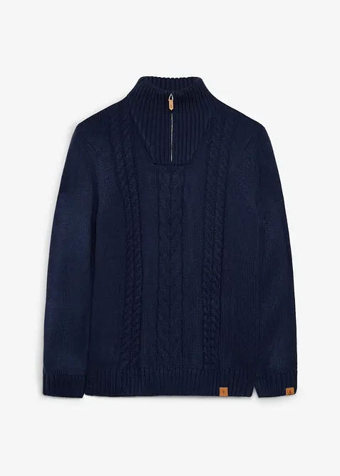 Half zip genser med flettem&oslash;nster, bonprix