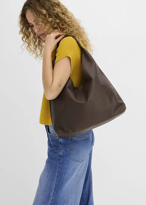 Shopper med kornet imitert skinn, bonprix