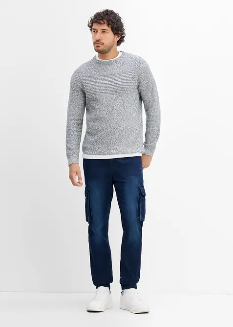 Slim fit cargo joggejeans med strikklinning, straight, bonprix