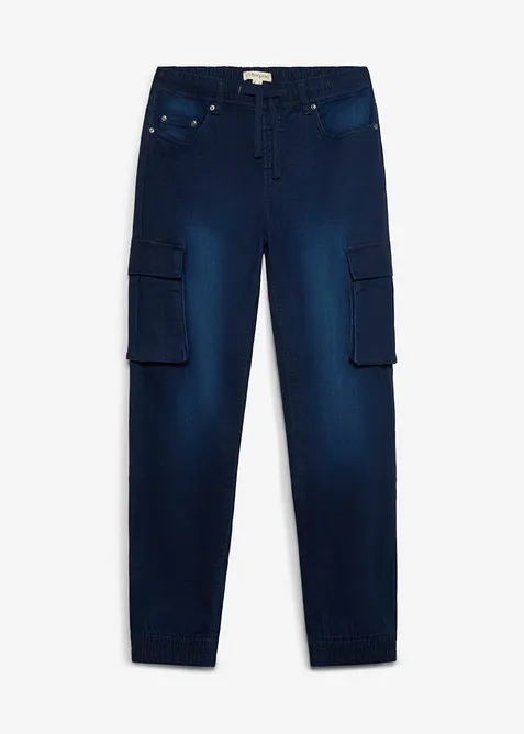 Slim fit cargo joggejeans med strikklinning, straight, bonprix