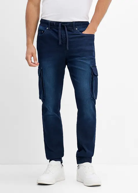 Slim fit cargo joggejeans med strikklinning, straight, bonprix