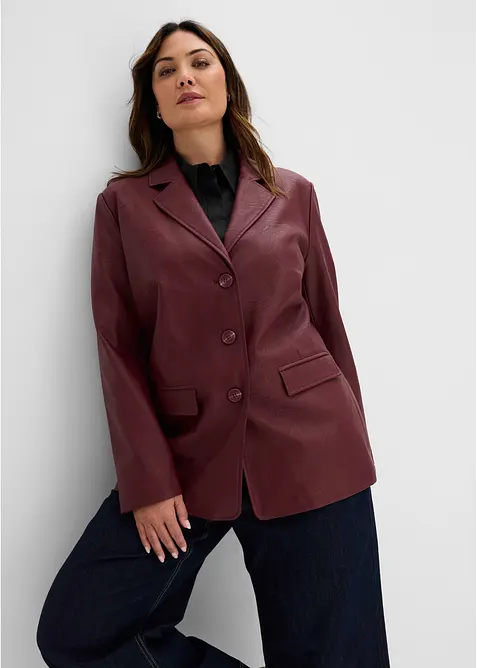 Lang blazer i imitert skinn, bonprix