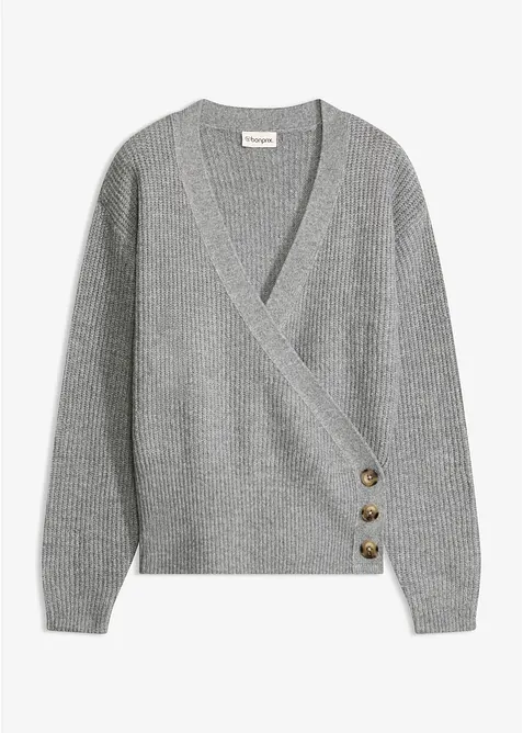 Oversized genser i omslagsstil, bonprix
