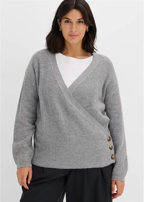 Oversized genser i omslagsstil, bonprix