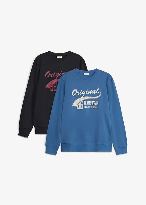 Sweatshirt i myk bomullsmiks (2-pack), bonprix