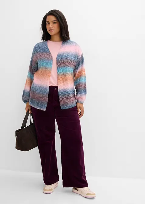 Grovstrikket cardigan i myk garnmiks med ull, bonprix