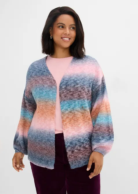 Grovstrikket cardigan i myk garnmiks med ull, bonprix
