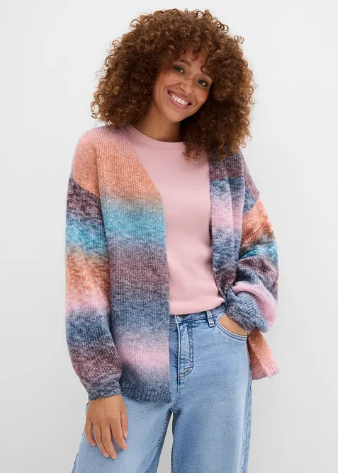 Grovstrikket cardigan i myk garnmiks med ull, bonprix