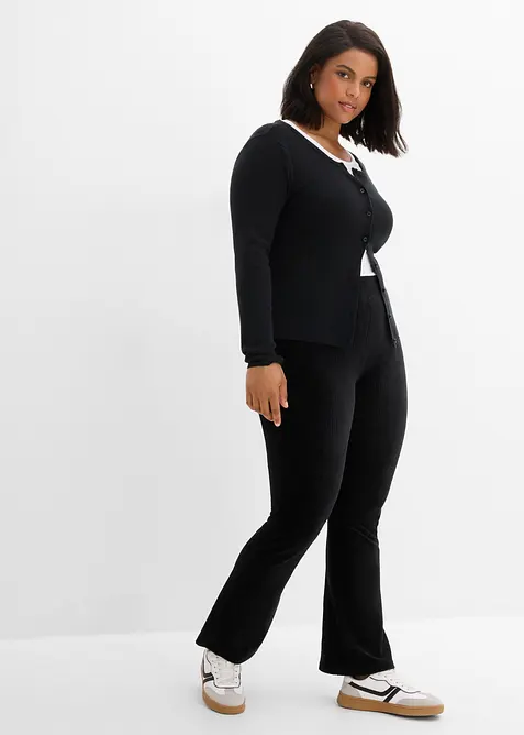 Utsvingt leggings i kordfl&oslash;yel, bonprix