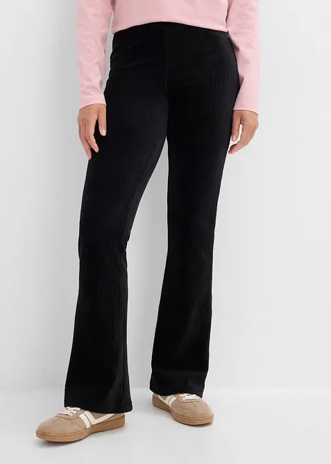 Utsvingt leggings i kordfl&oslash;yel, bonprix