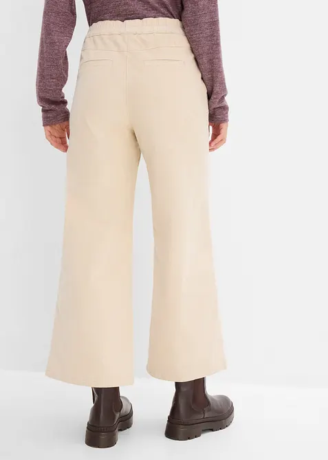 High waist kordfl&oslash;yelsbukse i bomullsmiks, bonprix