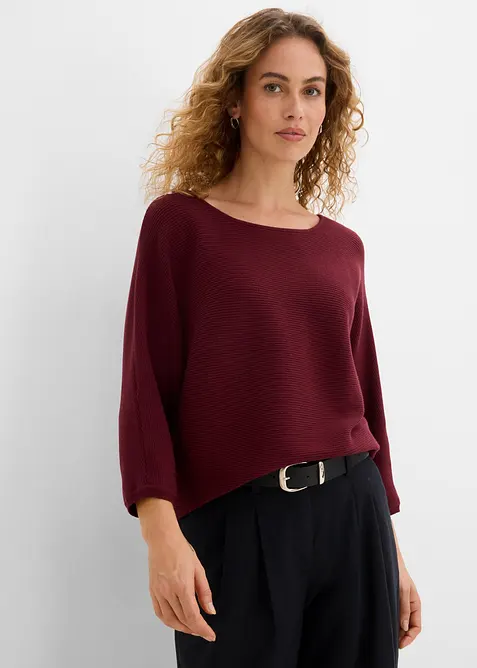 Oversized, ribbestrikket genser i viskosemiks, bonprix