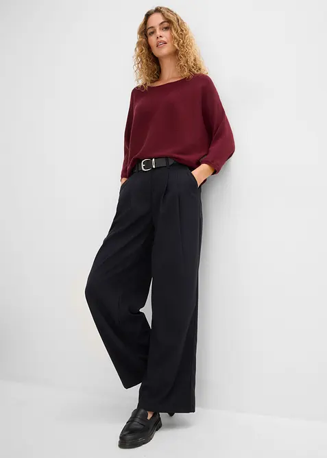 Oversized, ribbestrikket genser i viskosemiks, bonprix