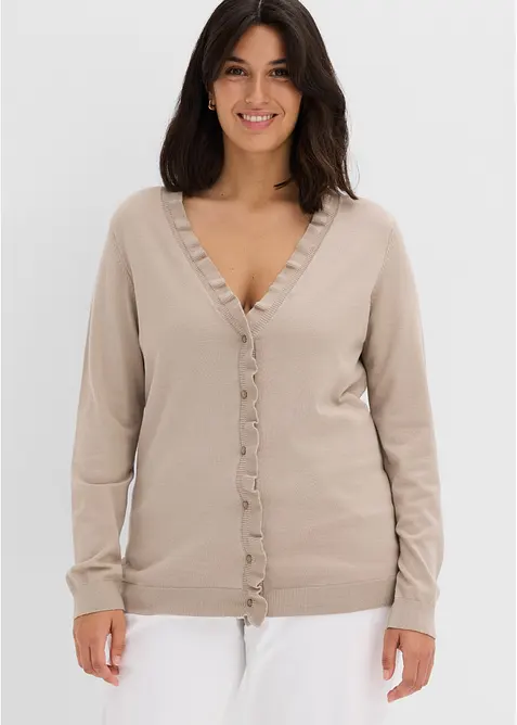 Finstrikket cardigan i lett viskosemiks, bonprix