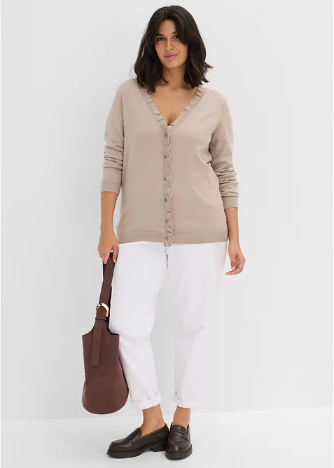 Finstrikket cardigan i lett viskosemiks, bonprix
