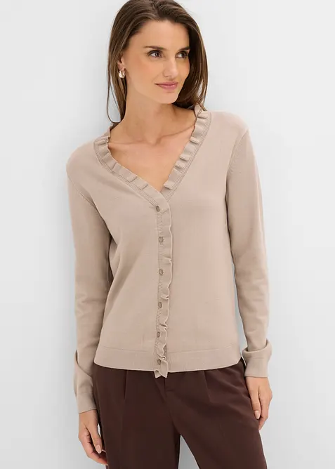 Finstrikket cardigan i lett viskosemiks, bonprix