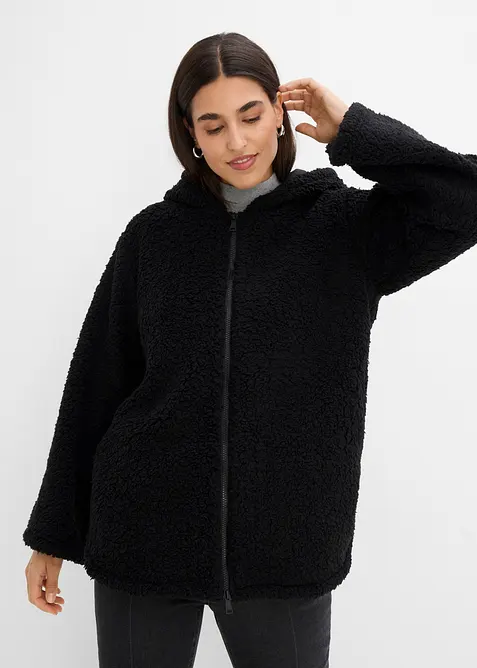 Teddy-fleecejakke i A-modell med sidesplitter, bonprix