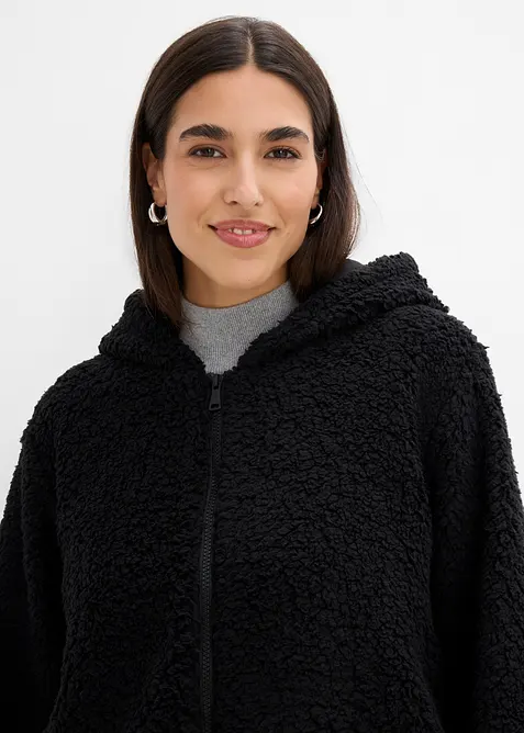 Teddy-fleecejakke i A-modell med sidesplitter, bonprix