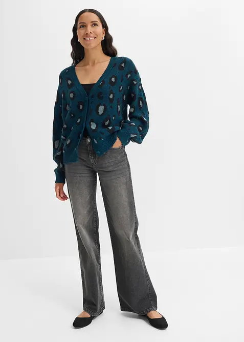 Cardigan med jacquardm&oslash;nster, bonprix