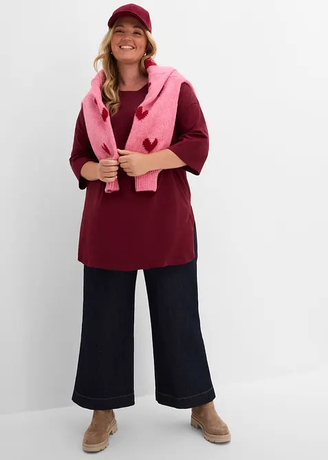 Oversized, lang topp i 100% &oslash;kologisk bomull, bonprix