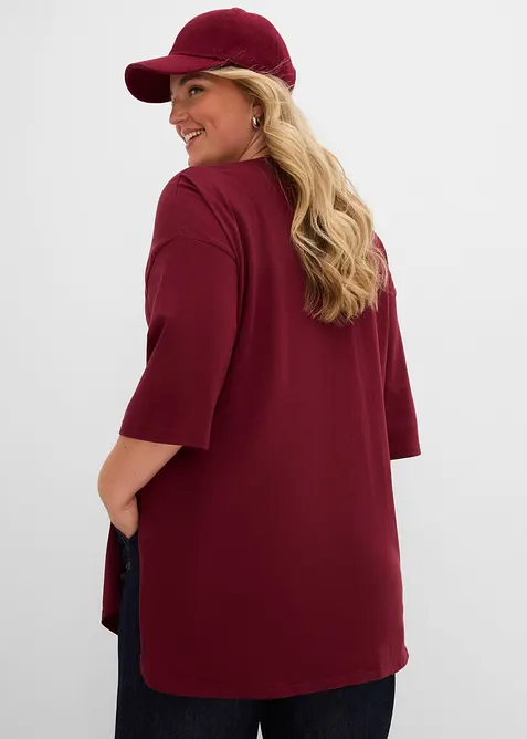 Oversized, lang topp i 100% &oslash;kologisk bomull, bonprix