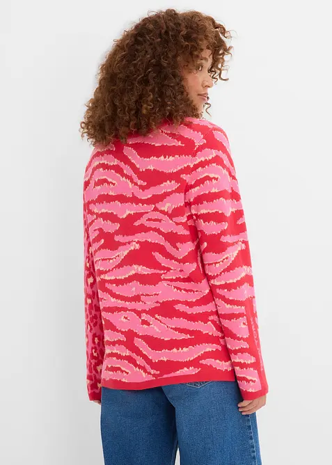 Finstrikket, leopardm&oslash;nstret genser, bonprix