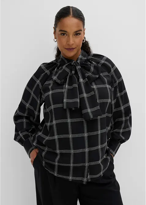 Knytebluse i lett sateng, bonprix
